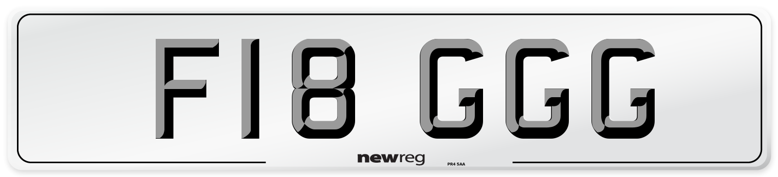 F18 GGG Number Plate from New Reg